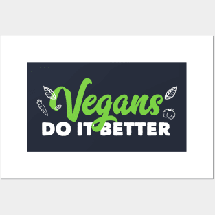 Vegans Do It Better Cute Funny Vegetarian No Meat Posters and Art